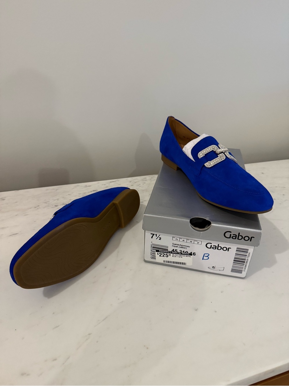 Gabor Blue Suade with Crystal Buckle